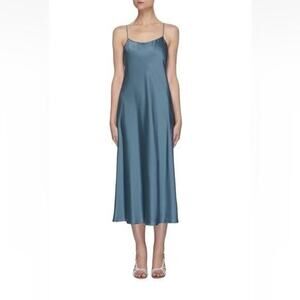 Theory Telson C Slinky Twill Teal Blue Midi Slip Dress Size 2 NWT